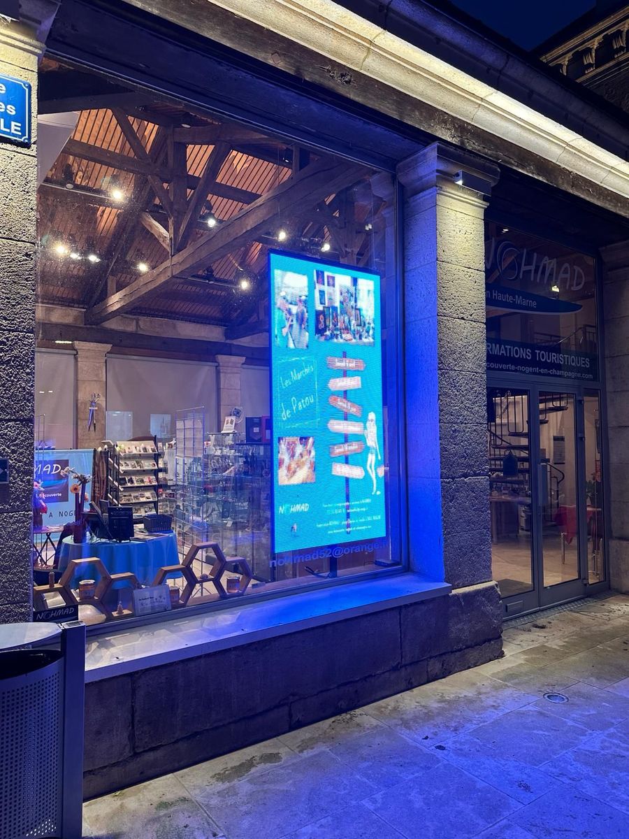Installation TECHLIZ&nbsp;: écran vitrine haute luminosité, association